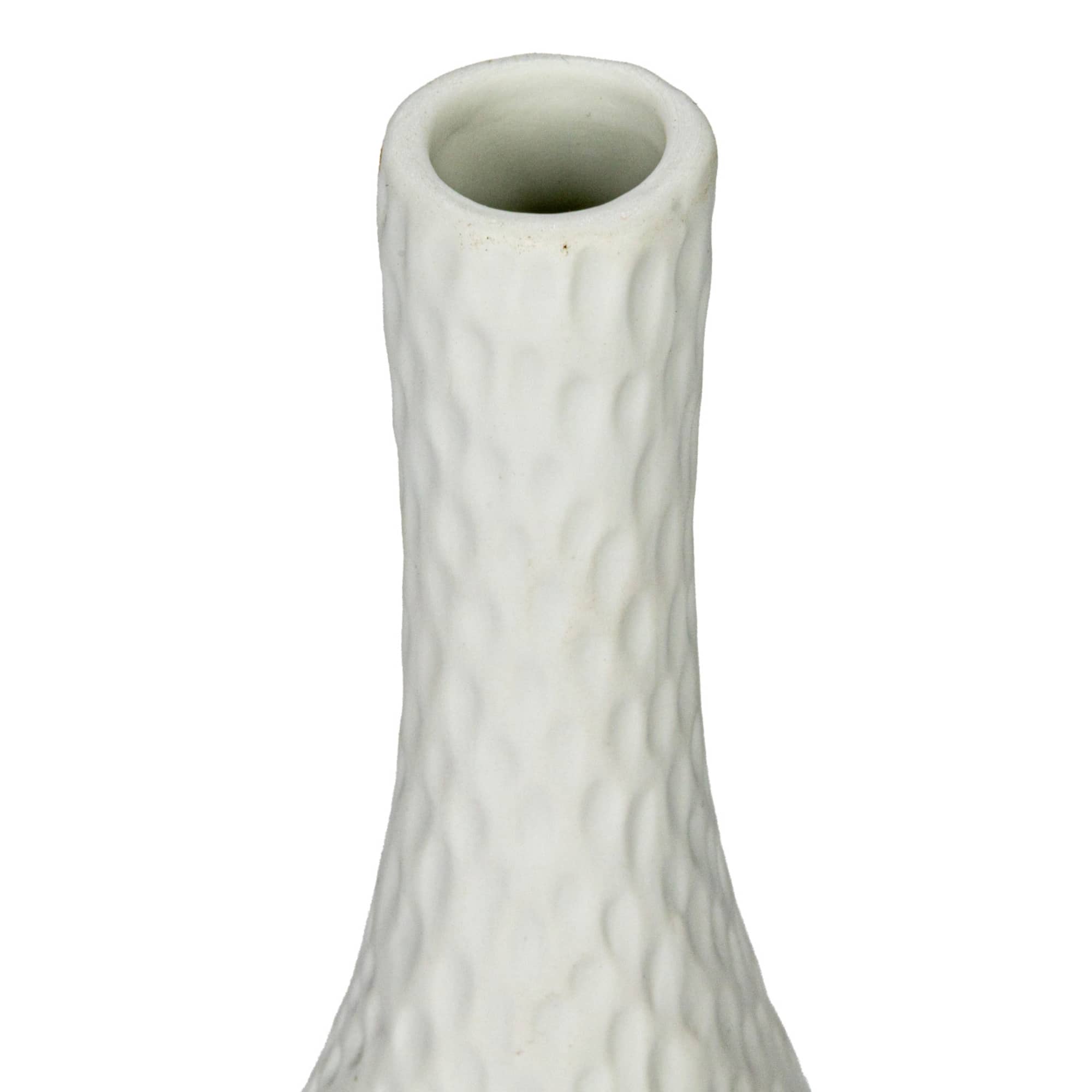 Hello Honey® 12.5" White Debossed Stoneware Bisque Table Lamp with Inline Switch